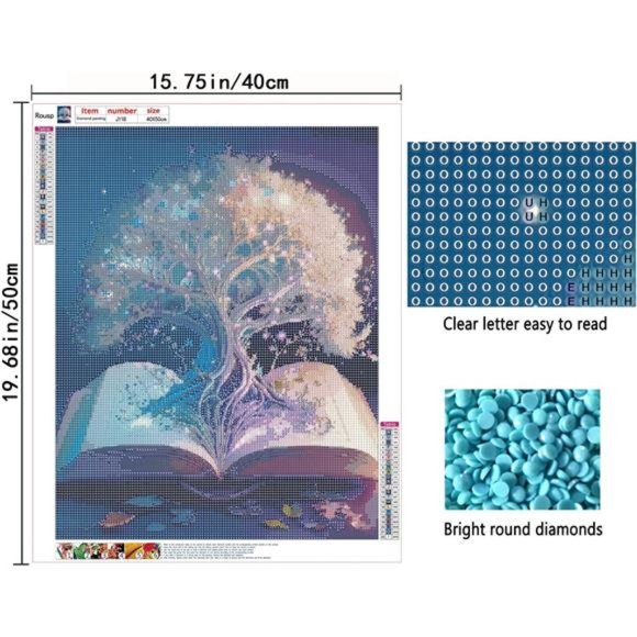 DIY 5D Diamond Painting Kits, Diamond Art White Tree of Life, 15.7x19.7inch - Picture 2 of 8
